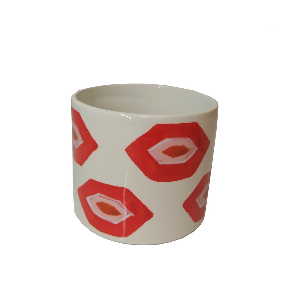 BOCAL CERAMIQUE HERMETIQUE MONICA  et  VERONICA ROUGE ET ROSE 12 X 15 CM - Photo N°3