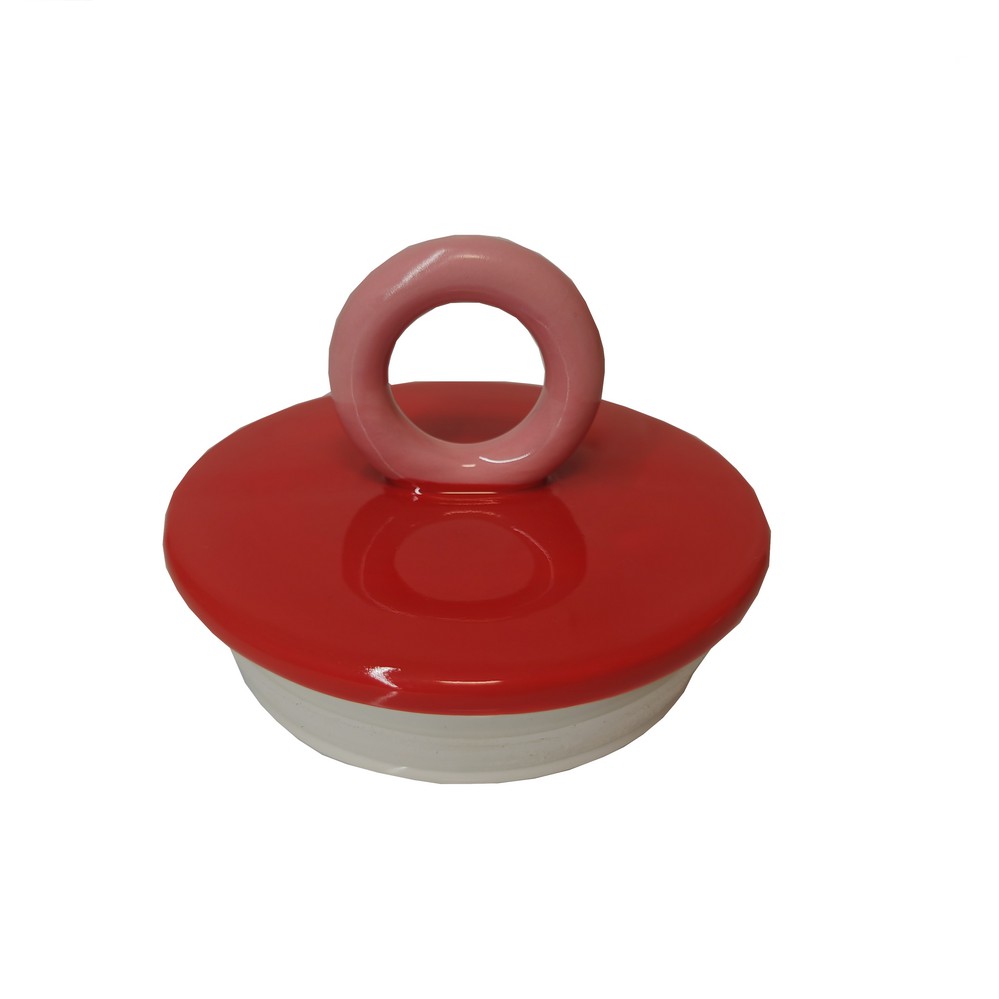BOCAL CERAMIQUE HERMETIQUE MONICA  et  VERONICA ROUGE ET ROSE 12 X 15 CM - Photo N°4