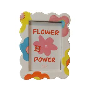 CADRE PHOTO CERAMIQUE ELVIRA FLEURS FOND BLANC 20 X 15 X 2 CM