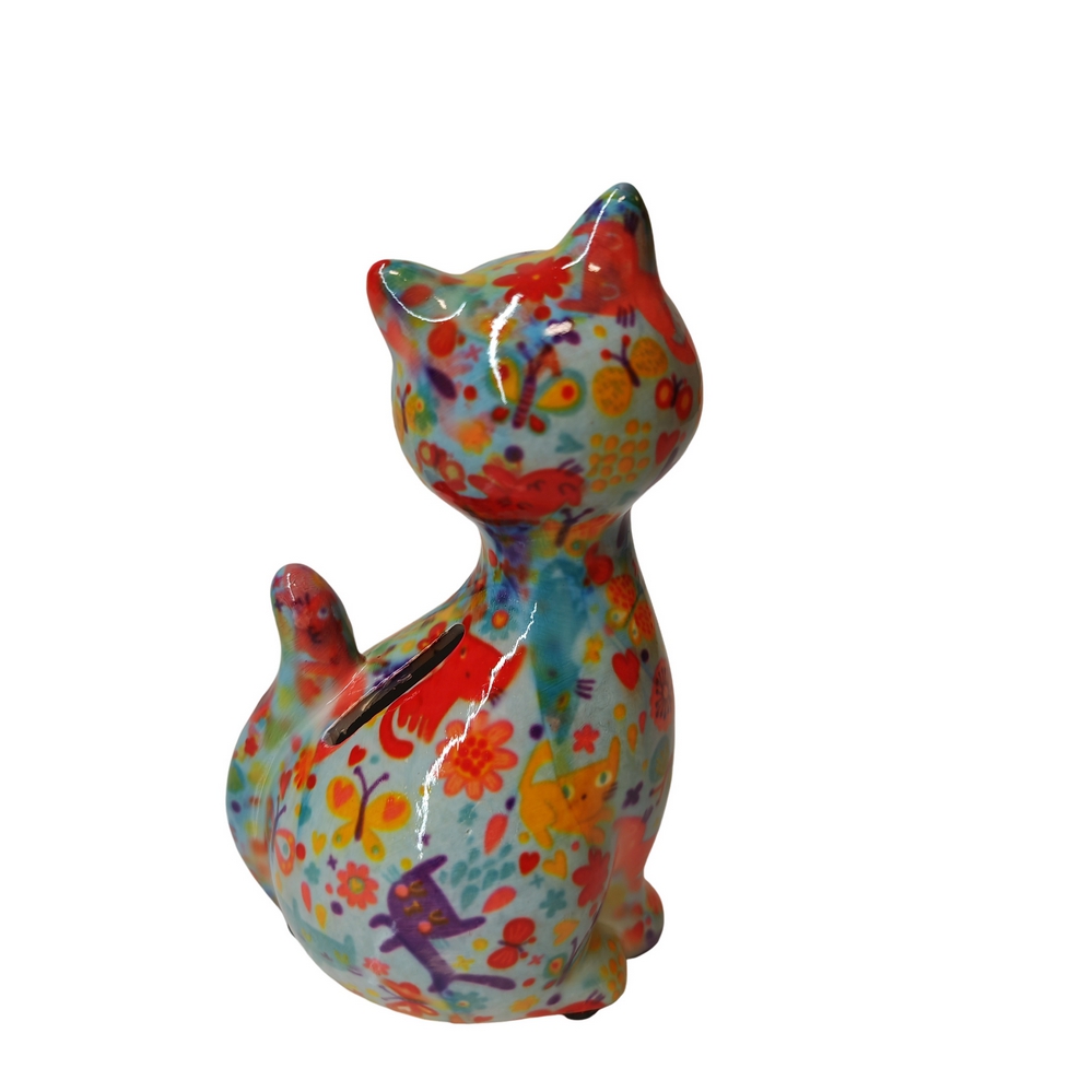 TIRELIRE CHAT CARAMEL POMME PIDOU BLEU - Photo N°3