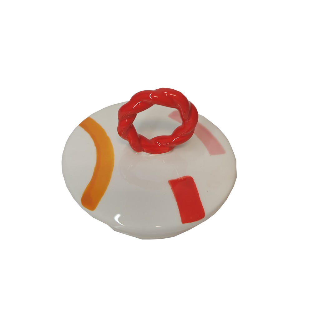 BOCAL CERAMIQUE HERMETIQUE MONICA  et  VERONICA MULTICOLORE ANSE TORSADE 12 X 15 CM - Photo N°4