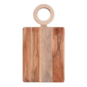 PLANCHE A DECOUPER POSITIVE RECTANGULAIRE EN ACACIA ANNEAU TAUPE 50 x 28 x 2 cm