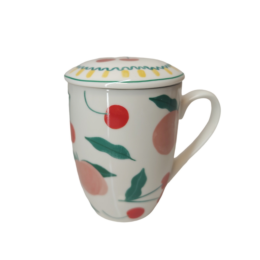 MUG FILTRE TISANIERE FRUTY DECOR CERISE 8 x 12 x 12 cm 380 ML - Photo N°1