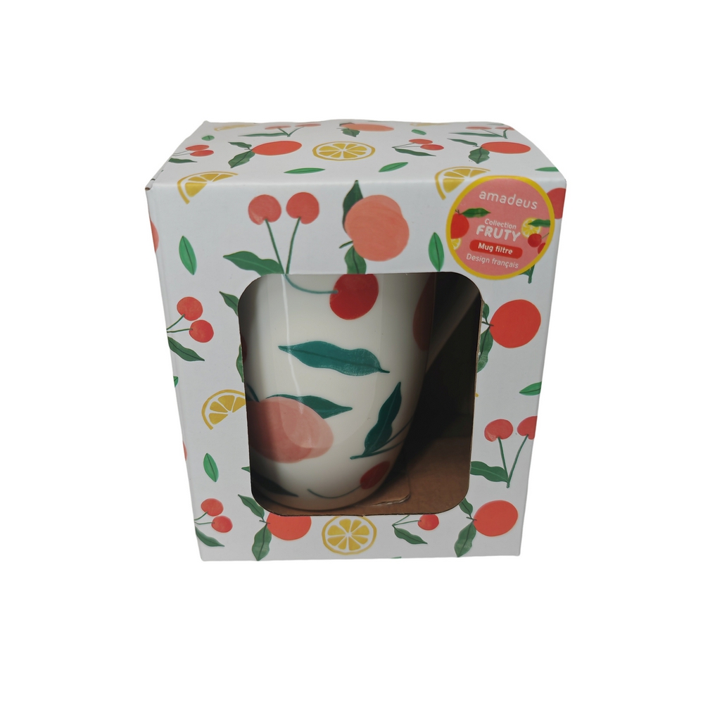 MUG FILTRE TISANIERE FRUTY DECOR CERISE 8 x 12 x 12 cm 380 ML - Photo N°3