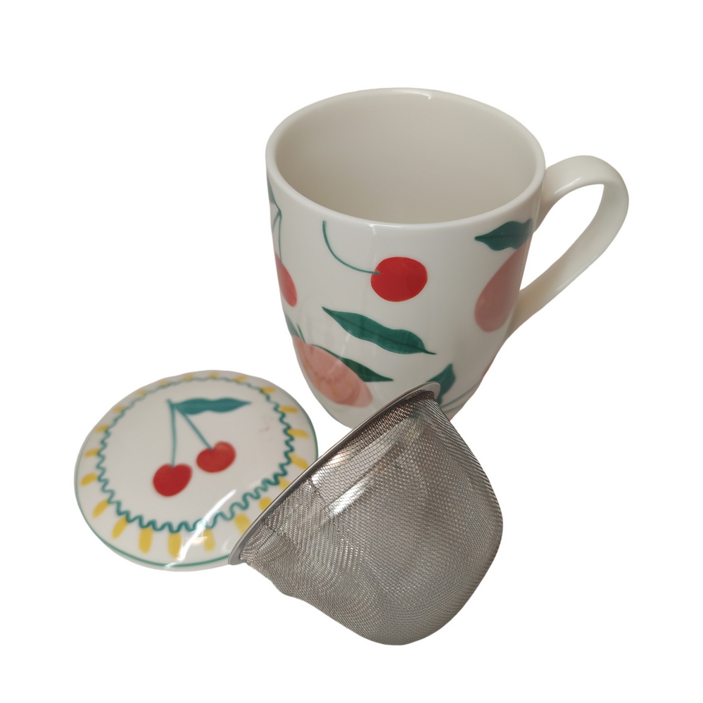 MUG FILTRE TISANIERE FRUTY DECOR CERISE 8 x 12 x 12 cm 380 ML - Photo N°2