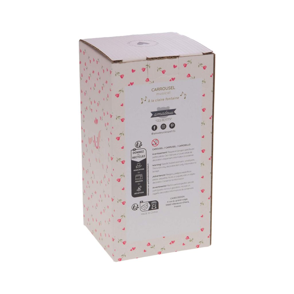 CARROUSEL MUSICAL COEUR DECOR ROSE 21 x 11 cm - Photo N°3