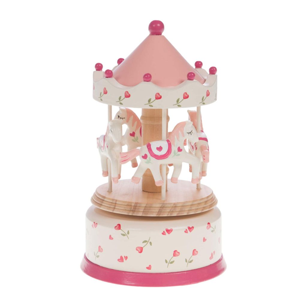 CARROUSEL MUSICAL COEUR DECOR ROSE 21 x 11 cm - Photo N°1