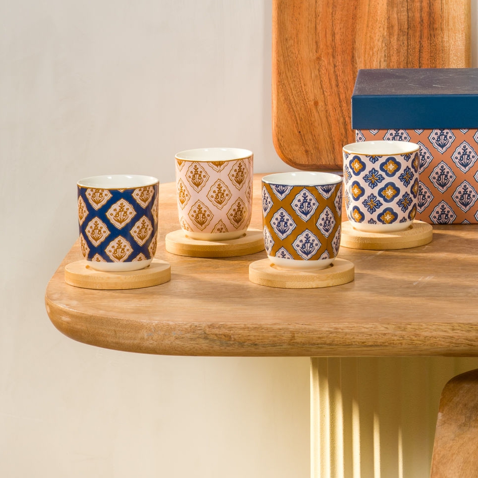 COFFRET 4 TASSES EXPRESSO LAURE DECOR ASSORTIS - Photo N°2
