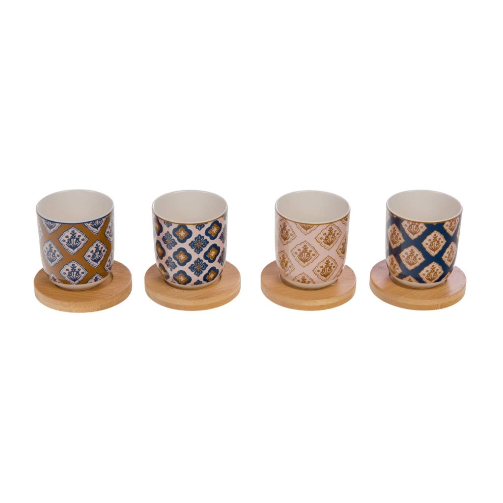 COFFRET 4 TASSES EXPRESSO LAURE DECOR ASSORTIS - Photo N°1