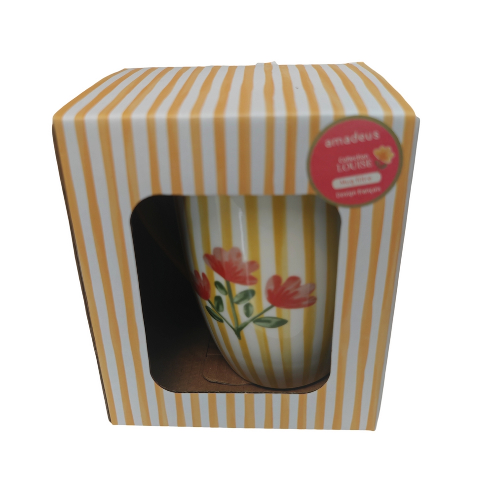 COFFRET MUG TISANIERE FILTRE INOX LOUISE DECOR D'UNE FLEUR 280 ML PORCELAINE - Photo N°2