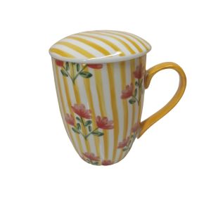 COFFRET MUG TISANIERE FILTRE INOX LOUISE MULTI FLEURS 280 ML PORCELAINE