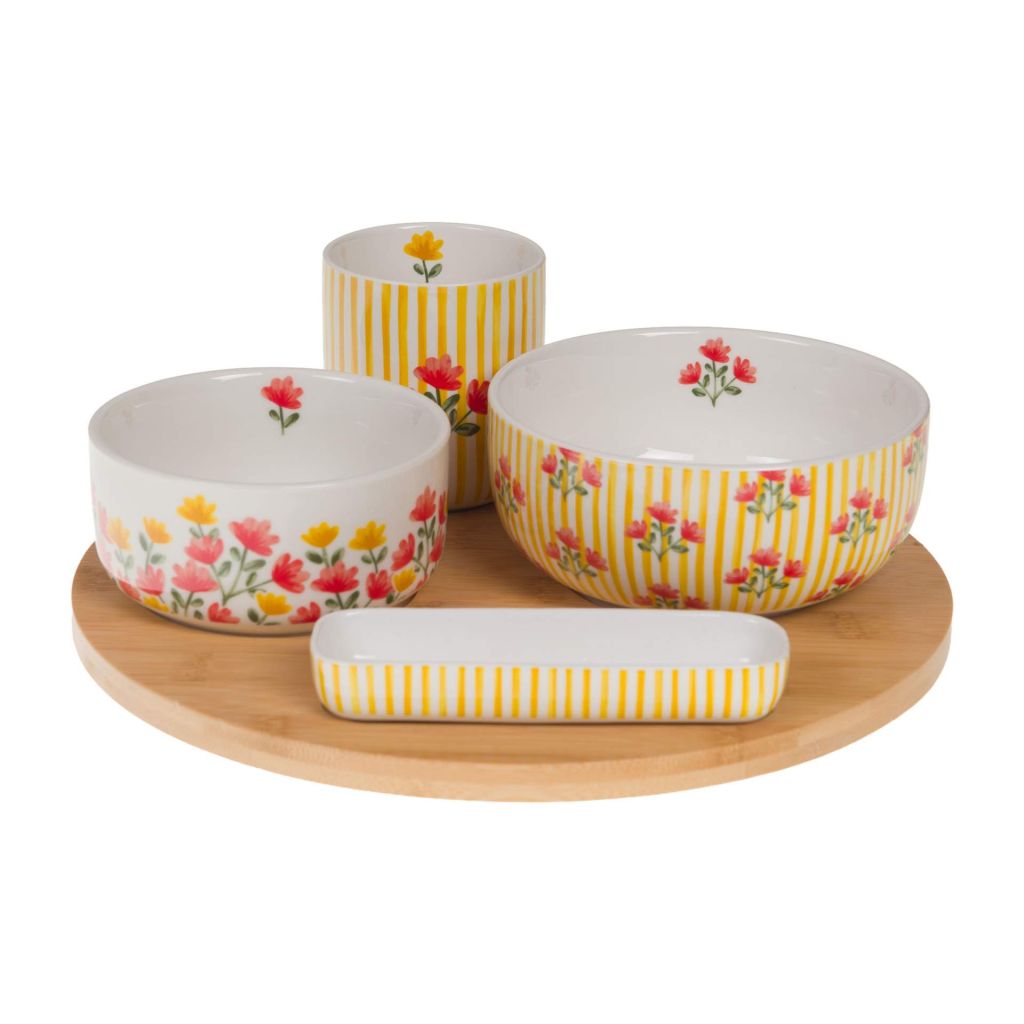 COFFRET PLATEAU TOURNANT 4 BOLS LOUISE  28.5 X 10.5 X 28.5 CM - Photo N°1