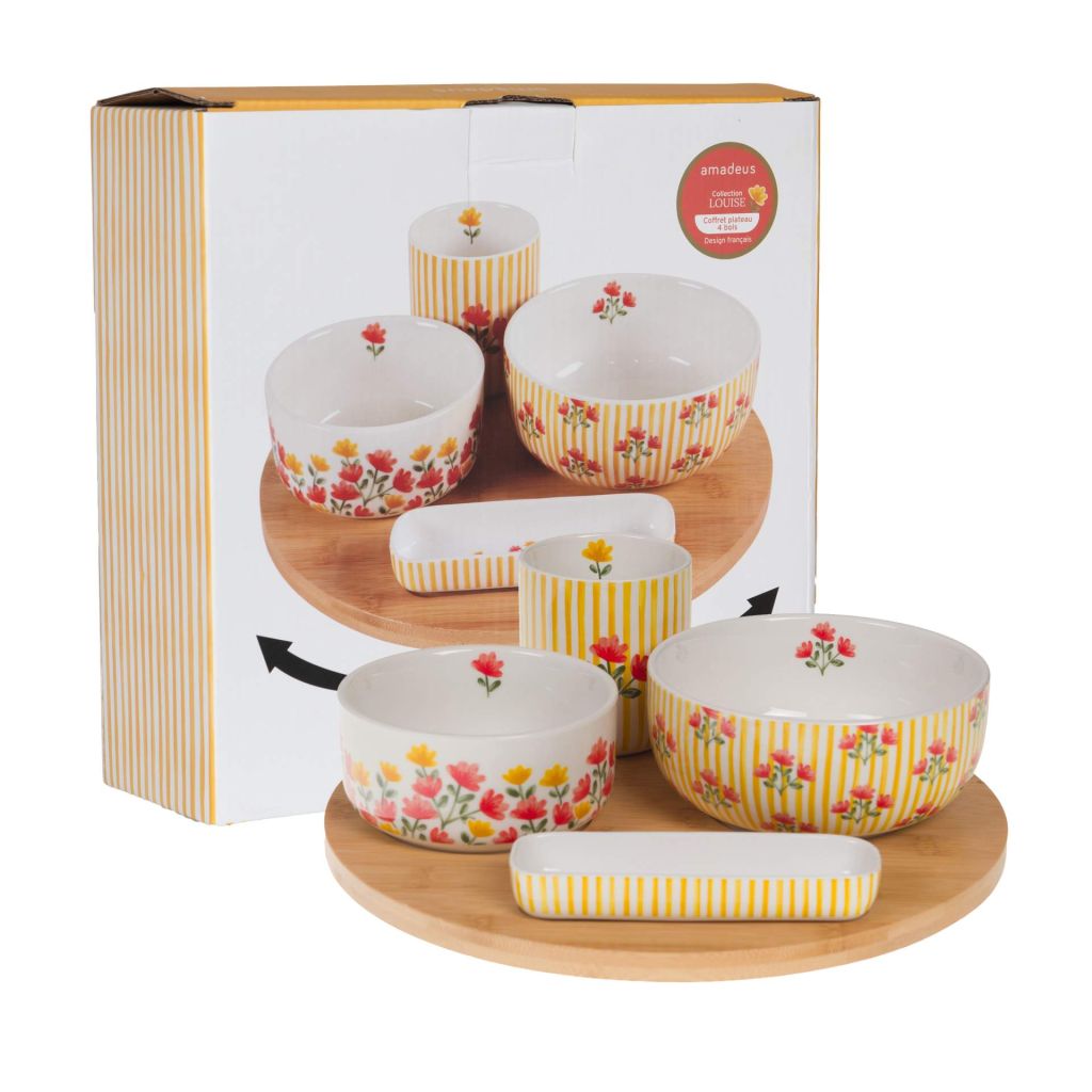 COFFRET PLATEAU TOURNANT 4 BOLS LOUISE  28.5 X 10.5 X 28.5 CM - Photo N°2