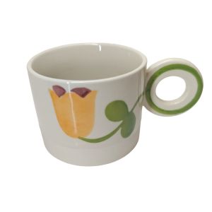 GRANDE TASSE DAPHNE EN GRES FLEUR JAUNE 9 x 7.2 cm