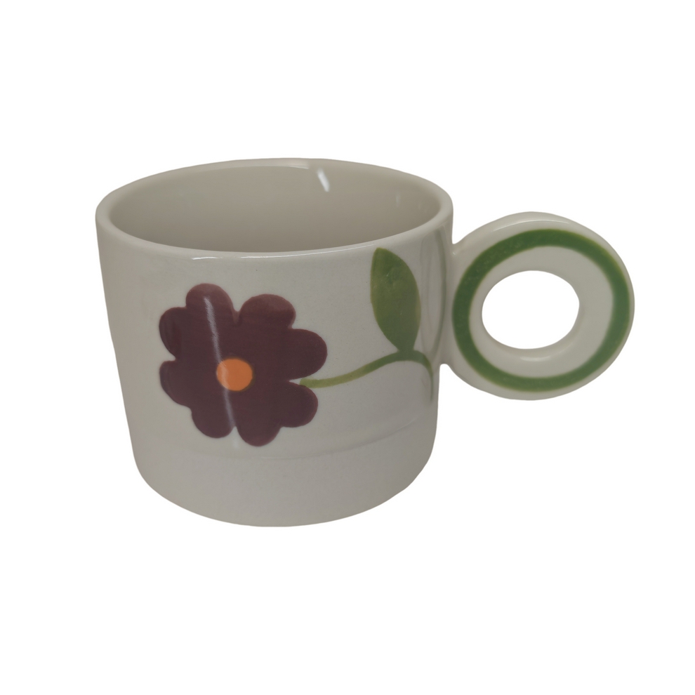 GRANDE TASSE DAPHNE EN GRES FLEUR VIOLETTE 9 x 7.2 cm - Photo N°1