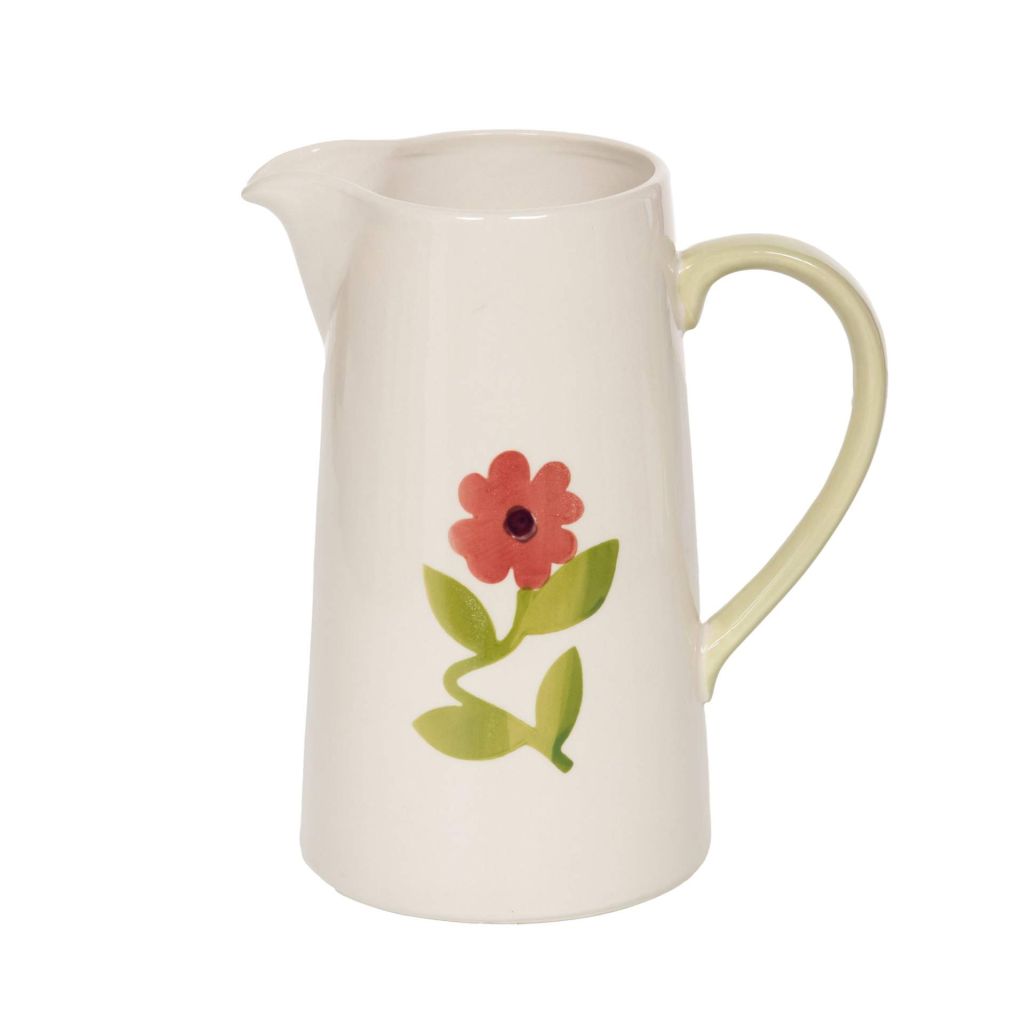 PICHET DAPHNE DECOR FLEURS ROUGE SUR FOND CREME 1.5 L - Photo N°1