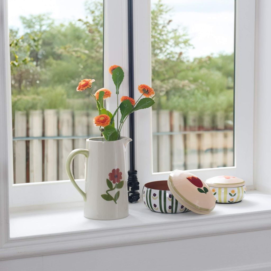 PICHET DAPHNE DECOR FLEURS ROUGE SUR FOND CREME 1.5 L - Photo N°3