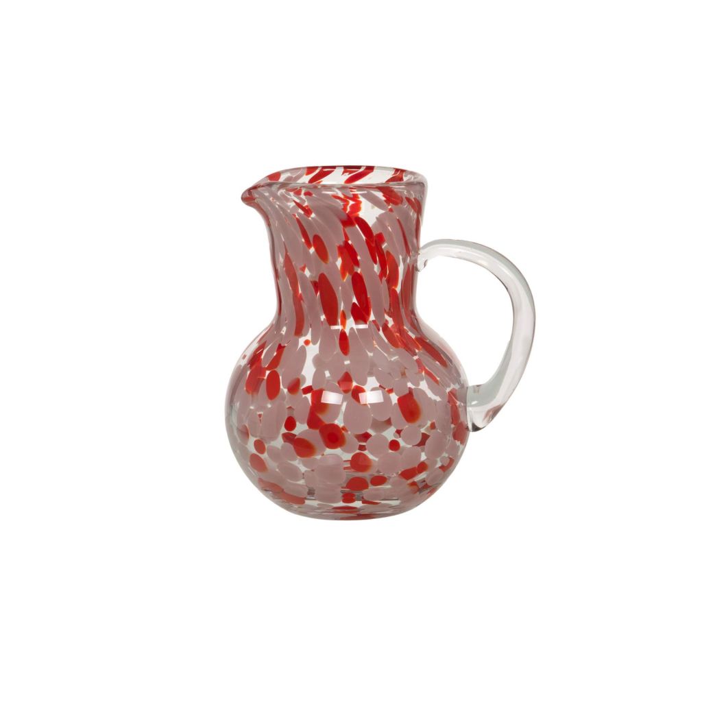 PICHET VERRE SOUFLE MOUCHETE ROUGE 20 X 15 CM - Photo N°1