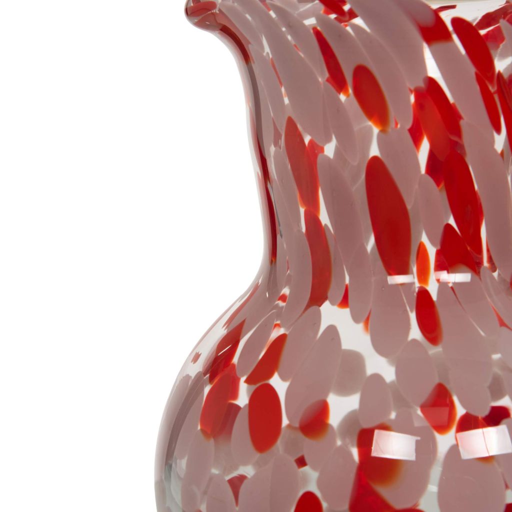 PICHET VERRE SOUFLE MOUCHETE ROUGE 20 X 15 CM - Photo N°2