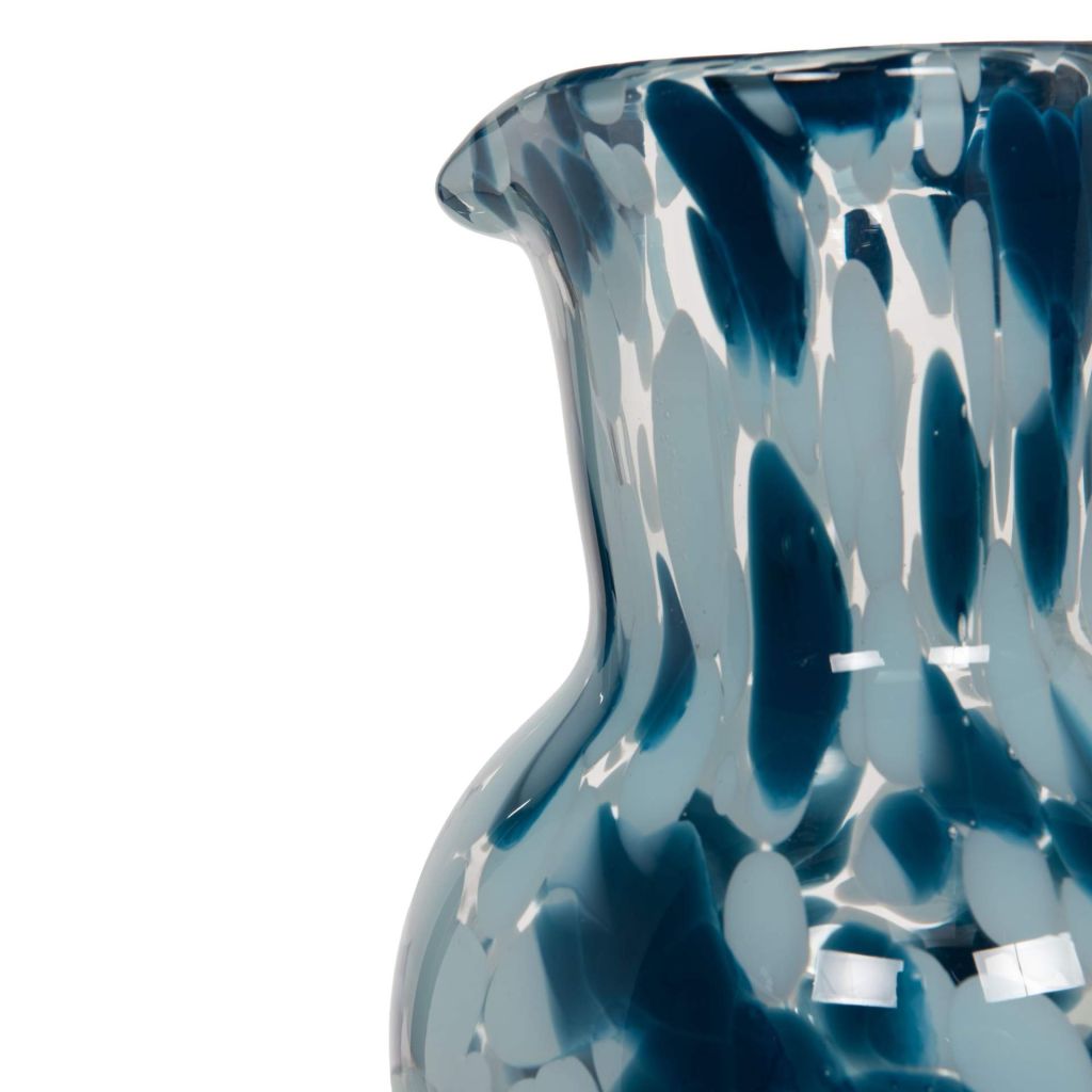 PICHET VERRE SOUFLE MOUCHETE BLEU 20 X 15 CM - Photo N°2