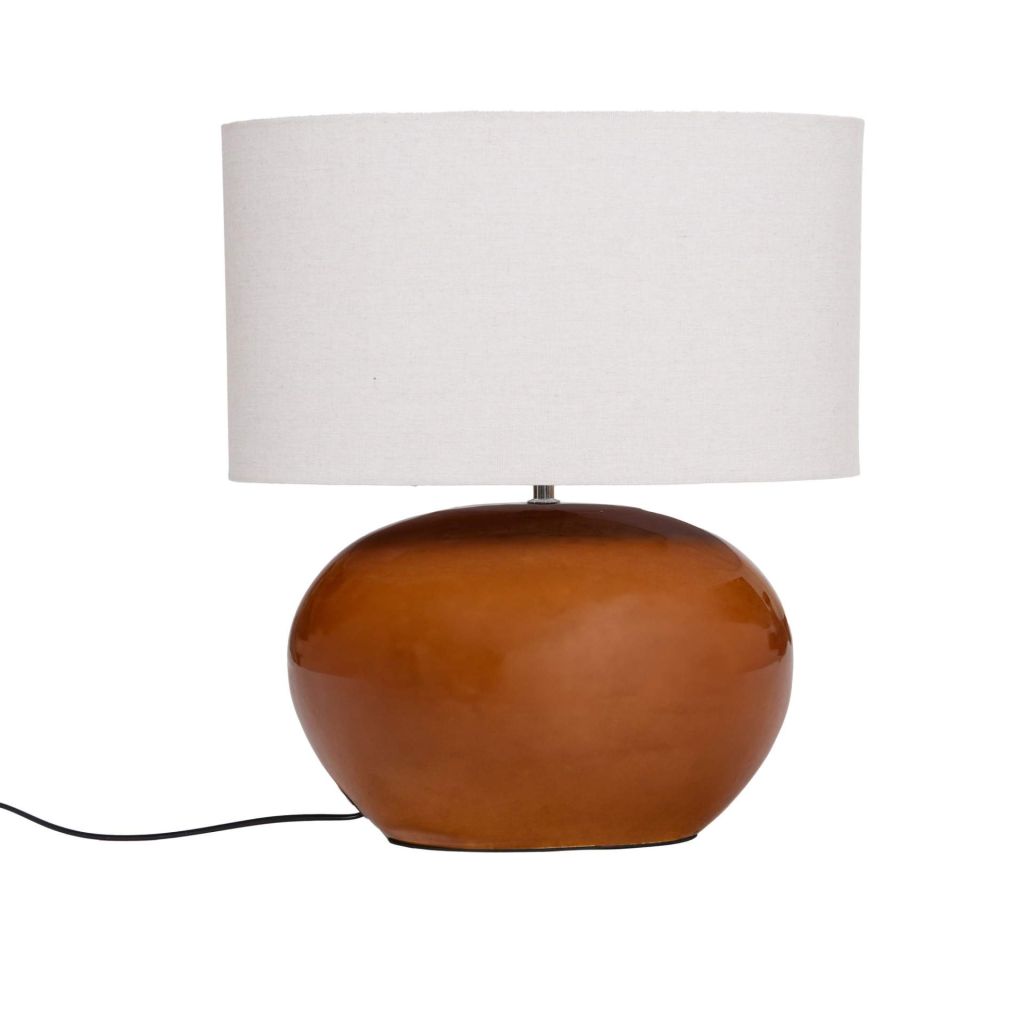 LAMPE A POSER ELIA CERAMIQUE EFFET GLACE MARRON 44 X 50 X 44 CM - Photo N°7