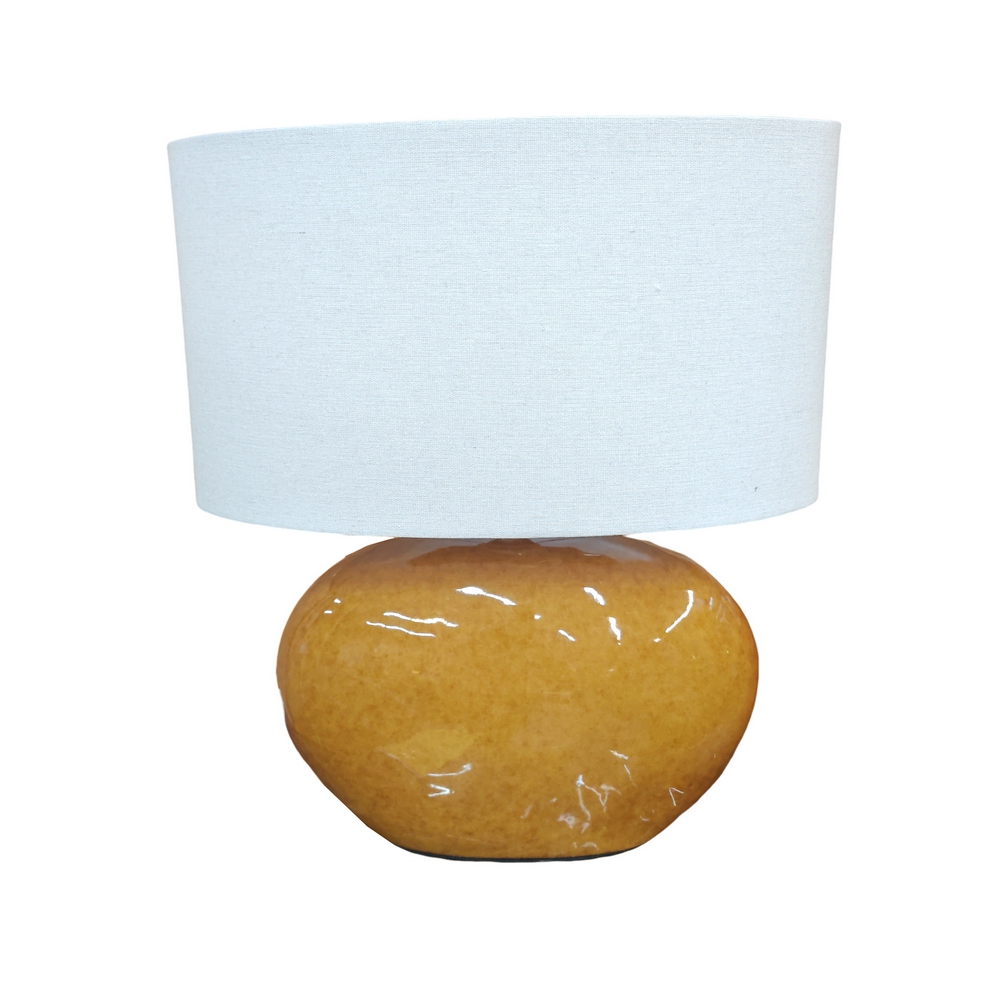 LAMPE A POSER ELIA CERAMIQUE EFFET GLACE MARRON 44 X 50 X 44 CM - Photo N°1