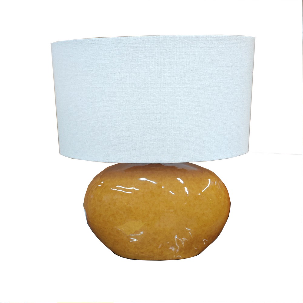 LAMPE A POSER ELIA CERAMIQUE EFFET GLACE MARRON 44 X 50 X 44 CM - Photo N°4