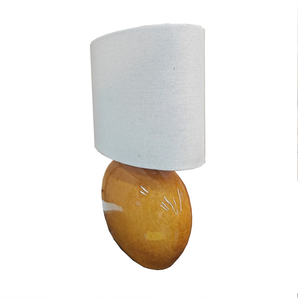 LAMPE A POSER ELIA CERAMIQUE EFFET GLACE MARRON 44 X 50 X 44 CM - Photo N°2