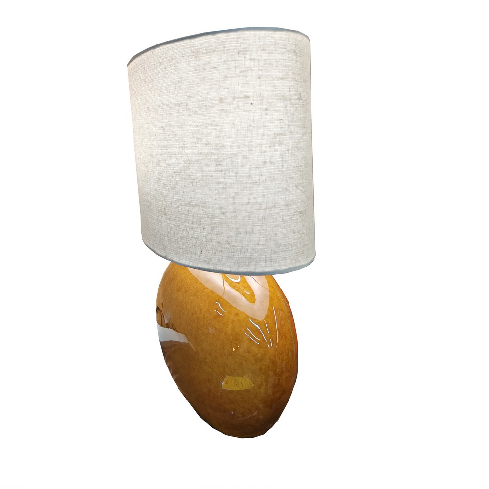 LAMPE A POSER ELIA CERAMIQUE EFFET GLACE MARRON 44 X 50 X 44 CM - Photo N°3
