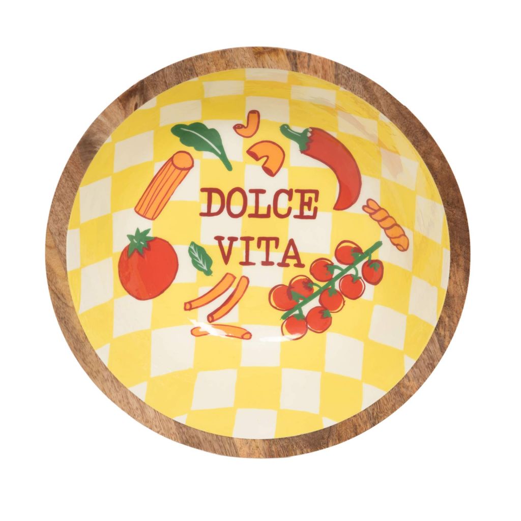 SALADIER AGATHE BOIS DE MANGUIER ET SON DECOR DOLCE VITA 35 X 12 CM - Photo N°3