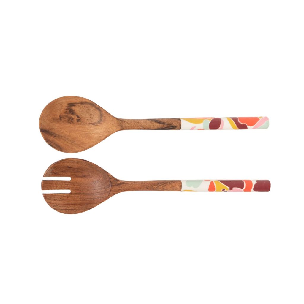 SET 2 COUVERTS A SALADE ALEXIA DECOR MULTICOLORE 30 CM - Photo N°1