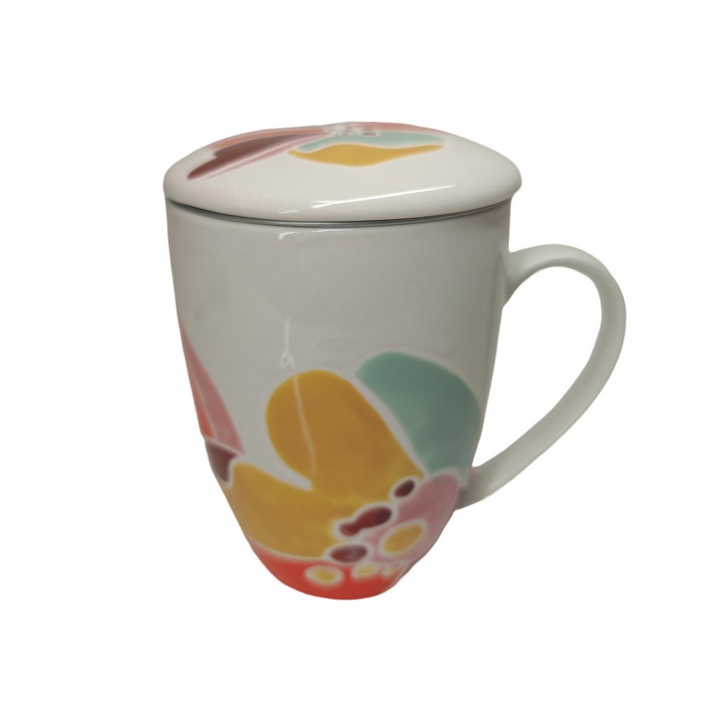 MUG TISANIERE CERAMIQUE COLLECTION ALEXIA FLEURS MULTICOLE  9 X 12 X 12 CM 380ML - Photo N°1