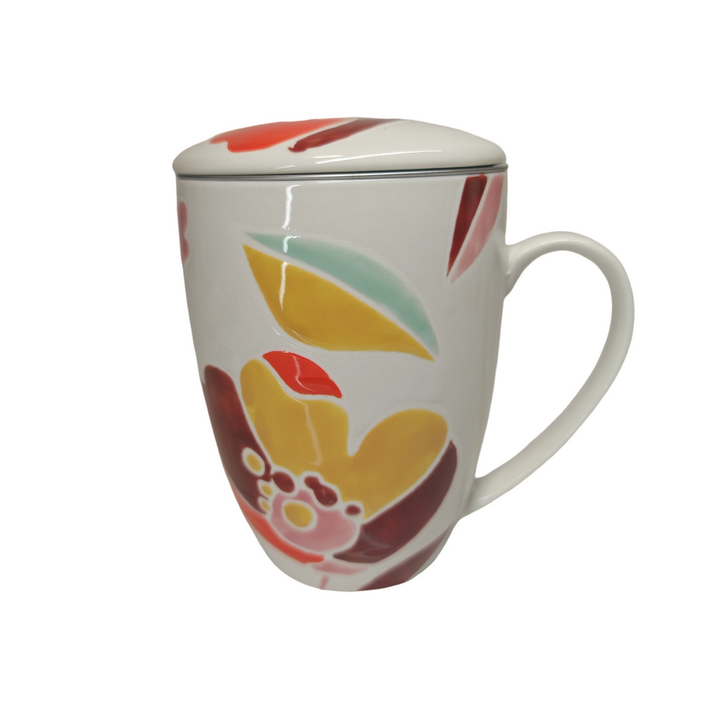 MUG TISANIERE CERAMIQUE COLLECTION ALEXIA FLEURS MULTICOLE  9 X 12 X 12 CM 380ML - Photo N°1