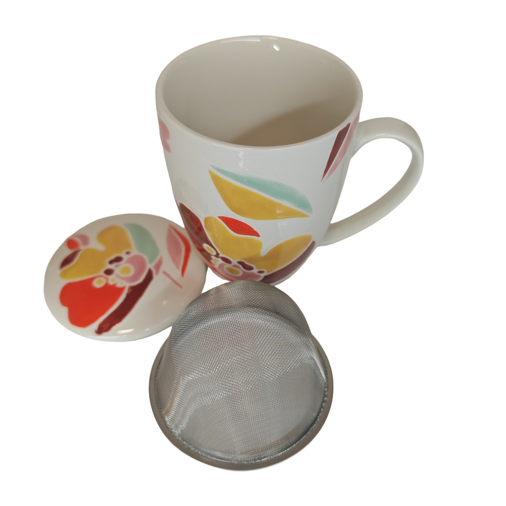 MUG TISANIERE CERAMIQUE COLLECTION ALEXIA FLEURS MULTICOLE  9 X 12 X 12 CM 380ML - Photo N°2