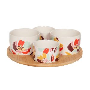 PLAT APERO 4 BOLS ALEXIA PLATEAU TOURNANT BOIS