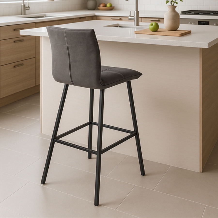 CHAISE DE BAR TISSU COULEUR ANTHRACITE 43 X 110 X 43 CM ASSISE 74 CM - Photo N°2