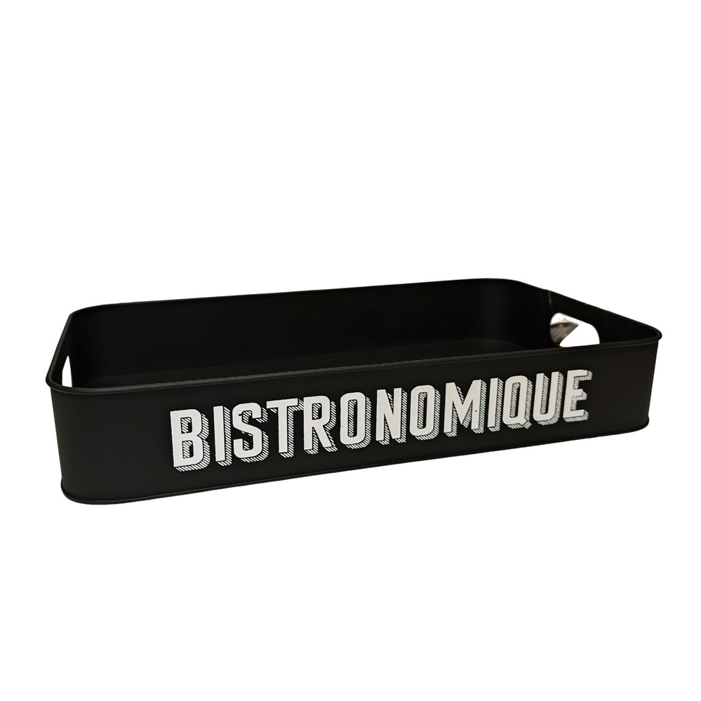PLATEAU METAL NOIR BISTRONOMIQUE 50 x 30 X 8 cm - Photo N°1