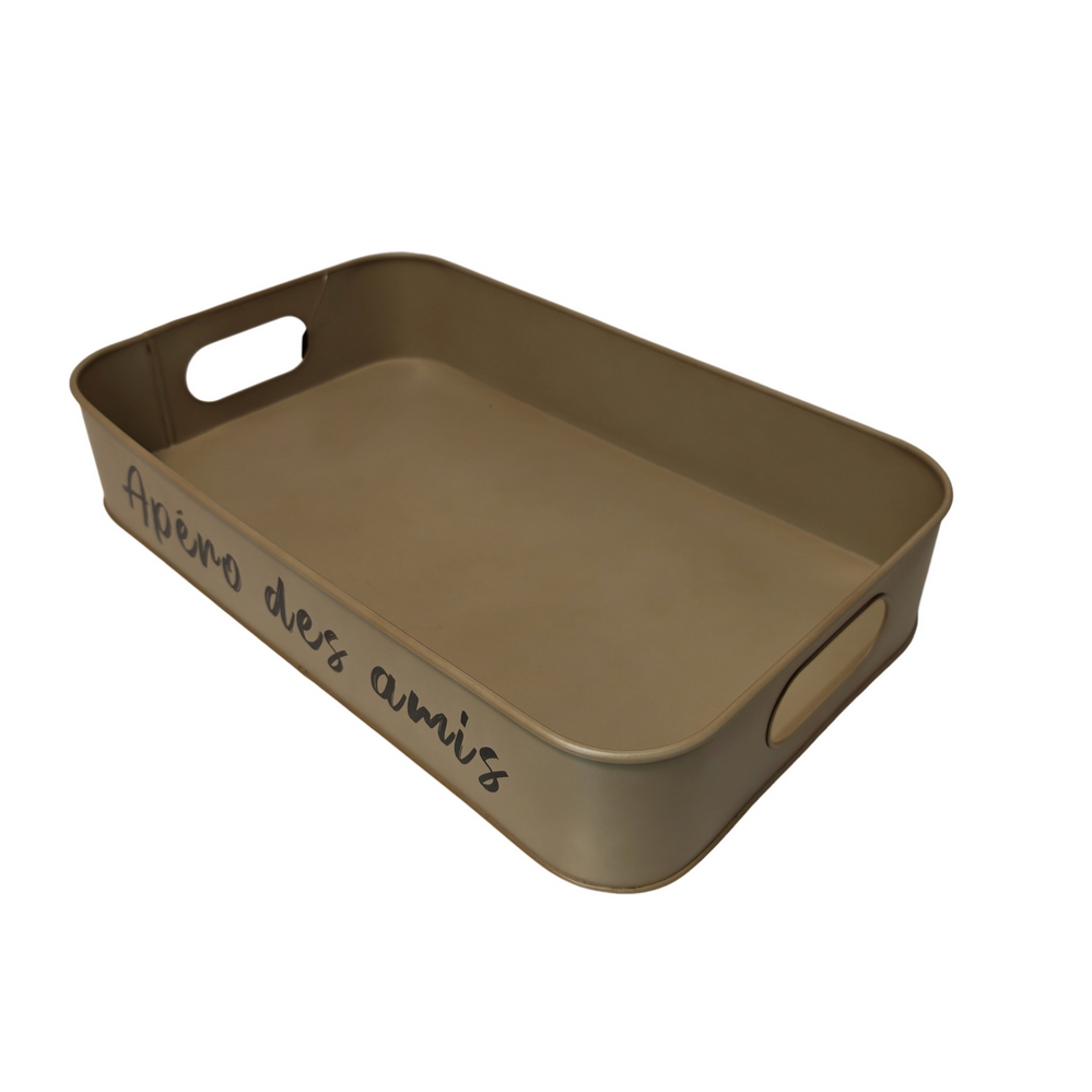 PLATEAU METAL SABLE Apéro des amis 42 x 25 X 7.5 cm - Photo N°3