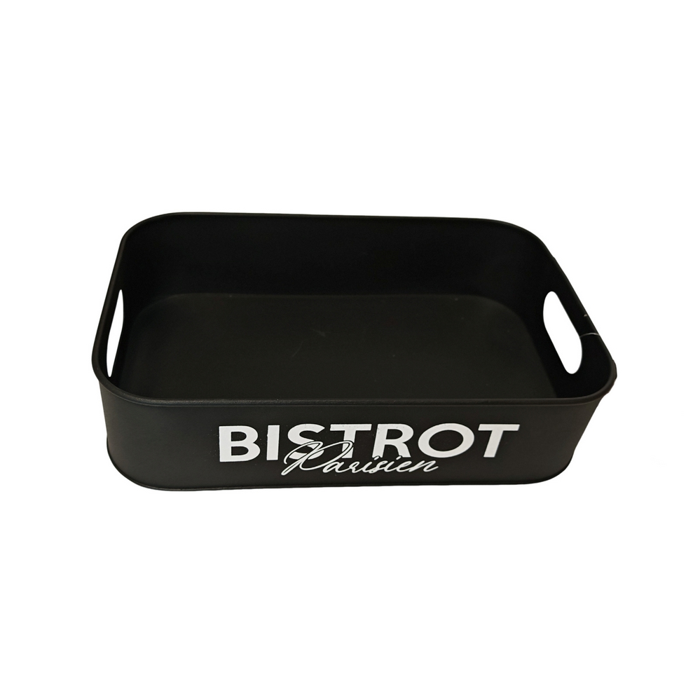 PLATEAU METAL NOIR Bistrot Parisien 33 x 20 X 8 cm - Photo N°1