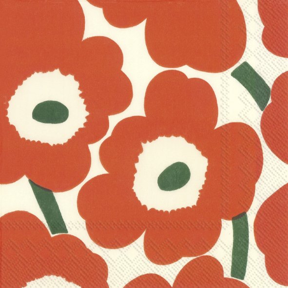 20 SERVIETTES EN PAPIER UNIKKO ORANGE ET VERTE 33 X 33 CM - Photo N°1