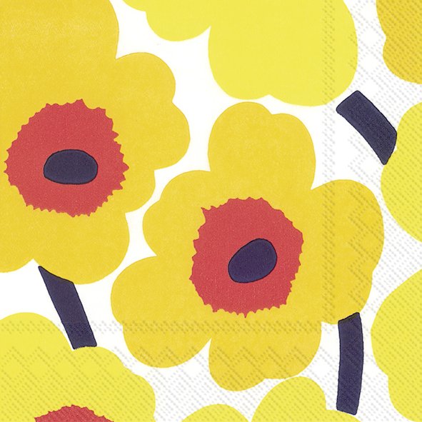 20 SERVIETTES EN PAPIER UNIKKO JAUNE FONCE 33 X 33 CM - Photo N°1