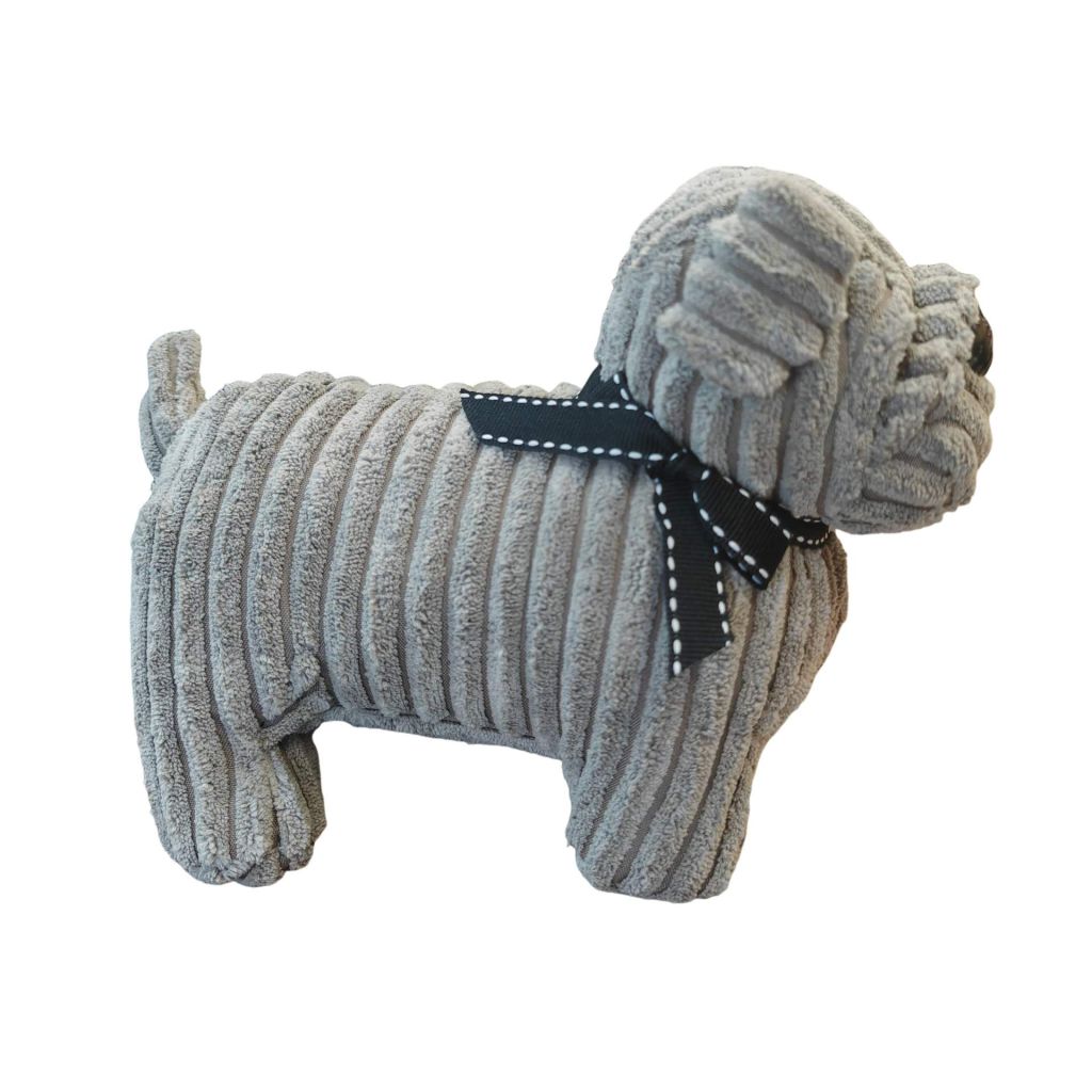 BLOQUE PORTE BULLDOG VELOURS COTELE GRIS 25 X 17.5 X 13 cm - Photo N°3
