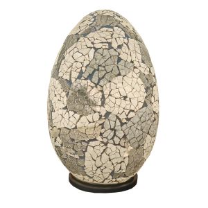 LAMPE OEUF A POSER MOSAIQUE NOIRE ET BLANCHE  20 X 20 X 30 CM