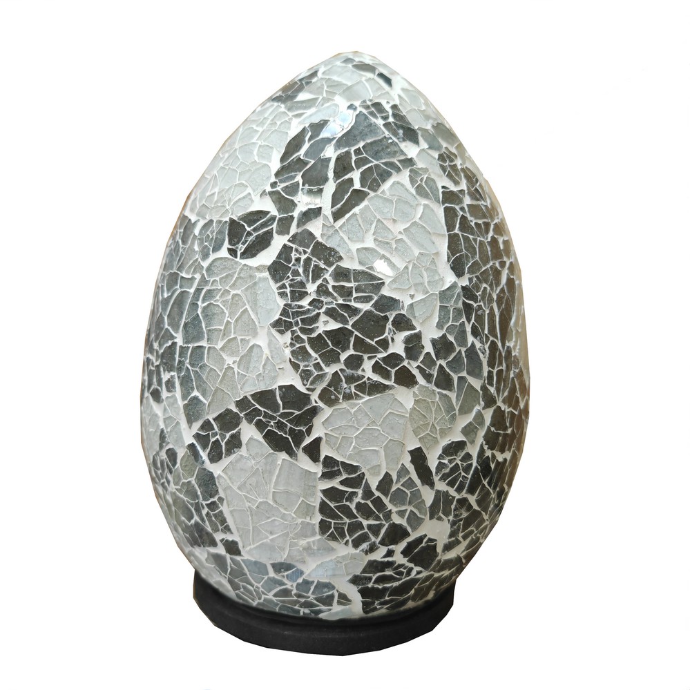 LAMPE OEUF A POSER MOSAIQUE NOIRE ET BLANCHE  17 X 17 X 26 CM - Photo N°2
