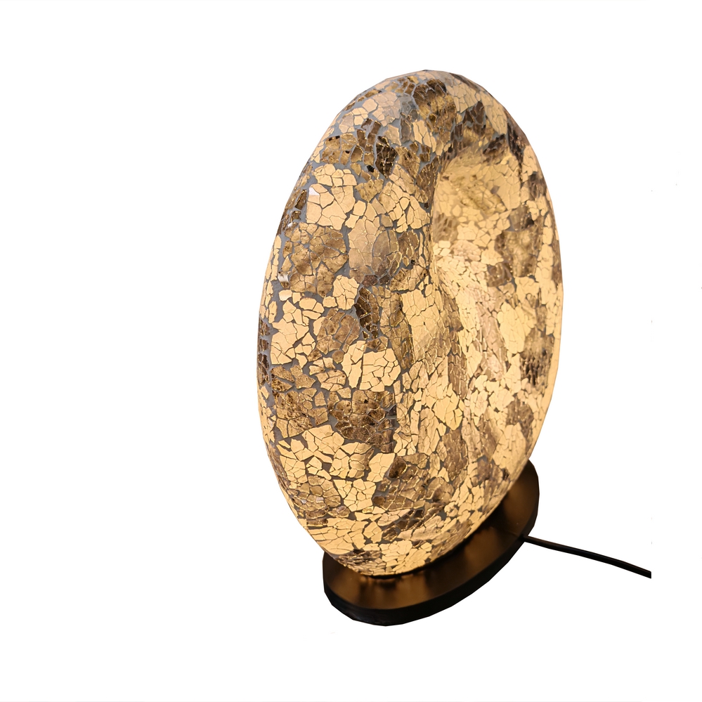 LAMPE DONUT NOIRE ET BLANCHE A POSER MOSAIQUE DE VERRE 35 CM - Photo N°4