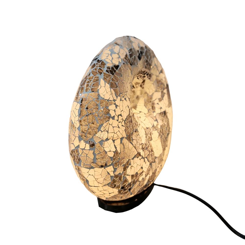LAMPE DONUT NOIRE ET BLANCHE A POSER MOSAIQUE DE VERRE 25 CM - Photo N°3