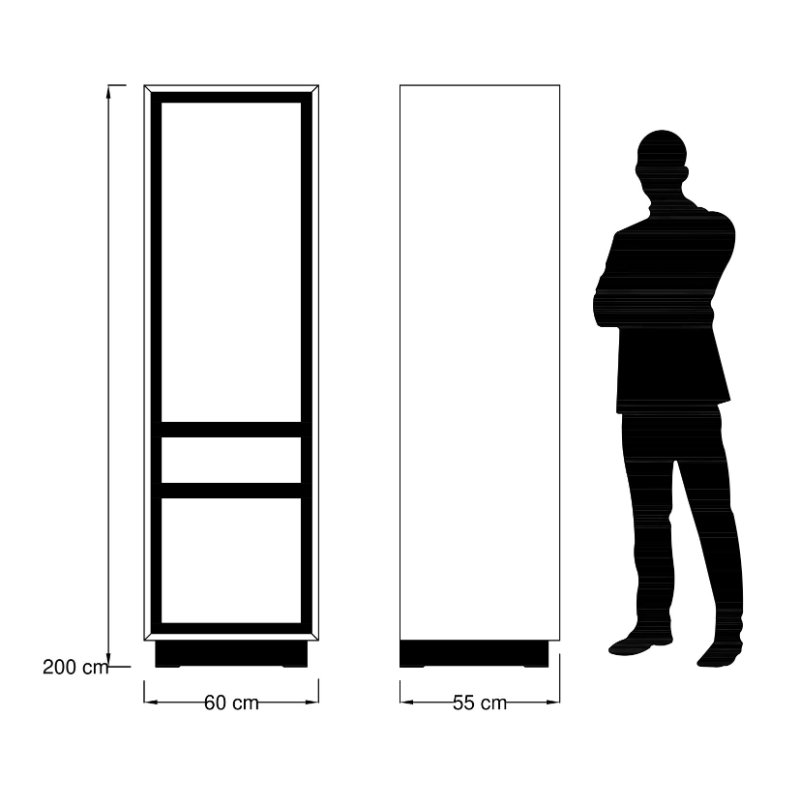 MEUBLE VESTIAIRE RETRO 2 P - 1T EN PIN MASSIF ET NOIR 60 X 200 X 40 cm - Photo N°2