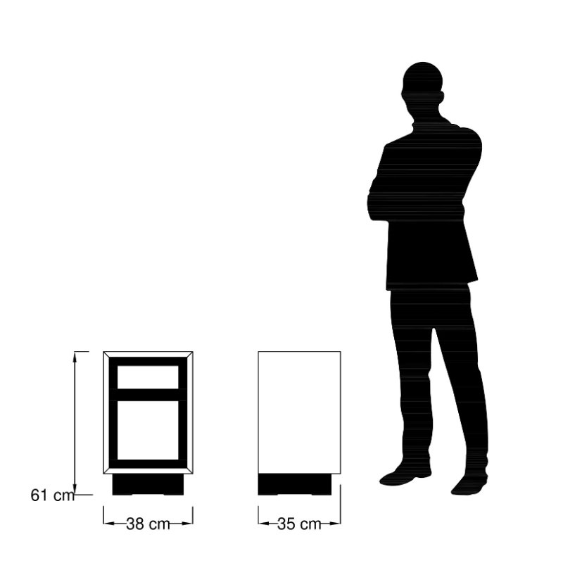 CHEVET RETRO 1 PORTE 1 TIROIR EN PIN MASSIF ET NOIR 38 X 61 X 35 cm - Photo N°2