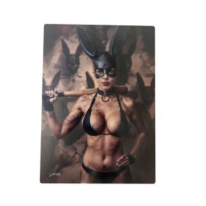 IMPRESSION MISS RABBIT DE GRANGER SUR DIBOND AVEC ATTACHE 20 X 28 CM