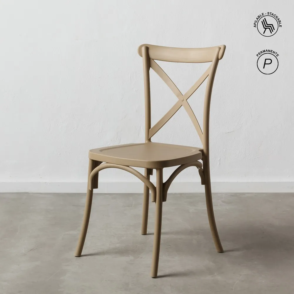 CHAISE BISTROT EMPILABLE POLYPROPYLENE TAUPE 48.5 X 91 X 43 CM - Photo N°10